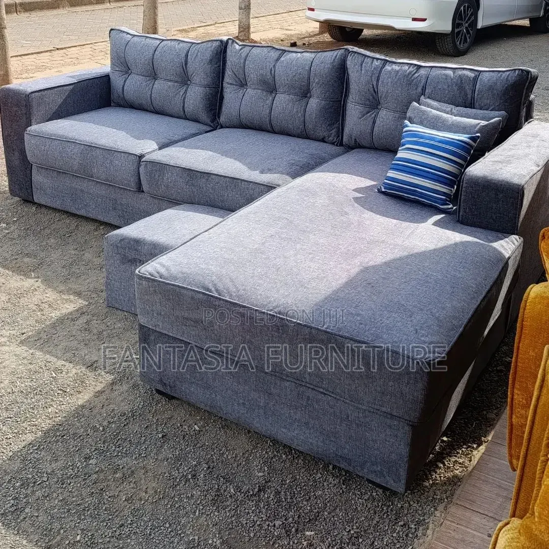 5-Seater L-Shaped Grey Sectional Sofa
