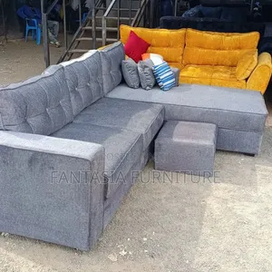 5-Seater L-Shaped Grey Sectional Sofa