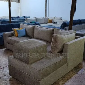 L-Shaped Grey (5-Seater) + Ottoman