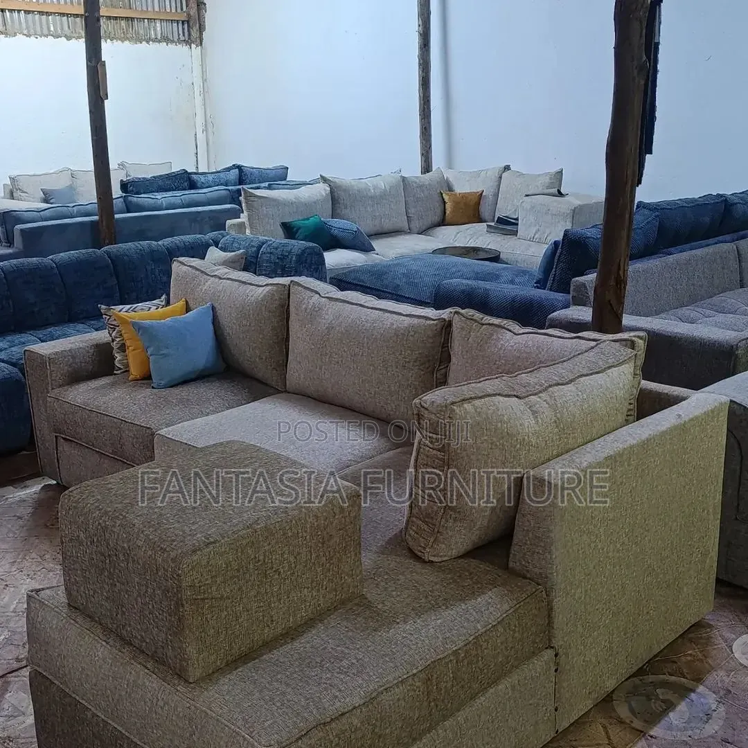 L-Shaped Grey (5-Seater) + Ottoman