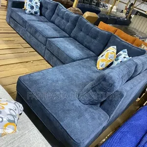 L-Shaped Blue Sofa 7-Seater