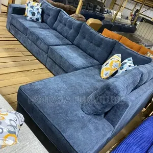 L-Shaped Blue Sofa 7-Seater