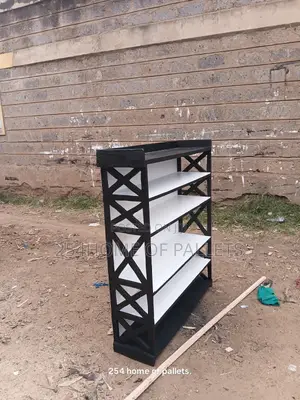 Wooden Black  and White Shoe Rack