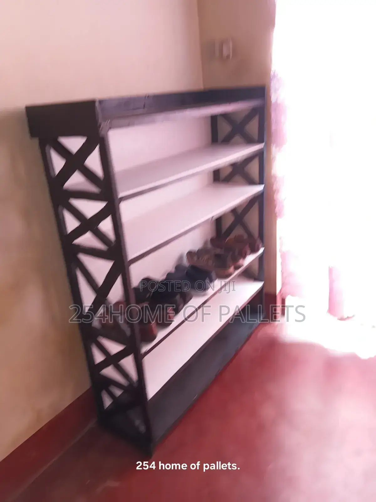Wooden Black  and White Shoe Rack