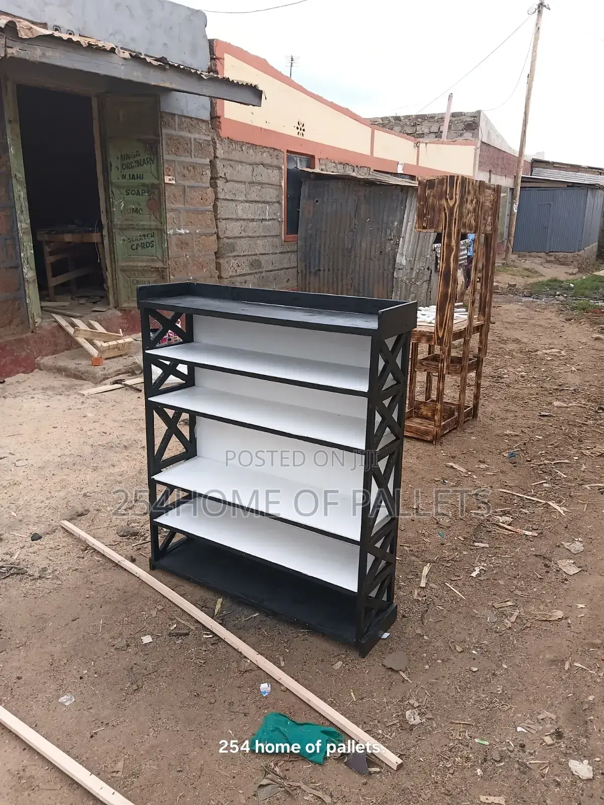 Wooden Black  and White Shoe Rack