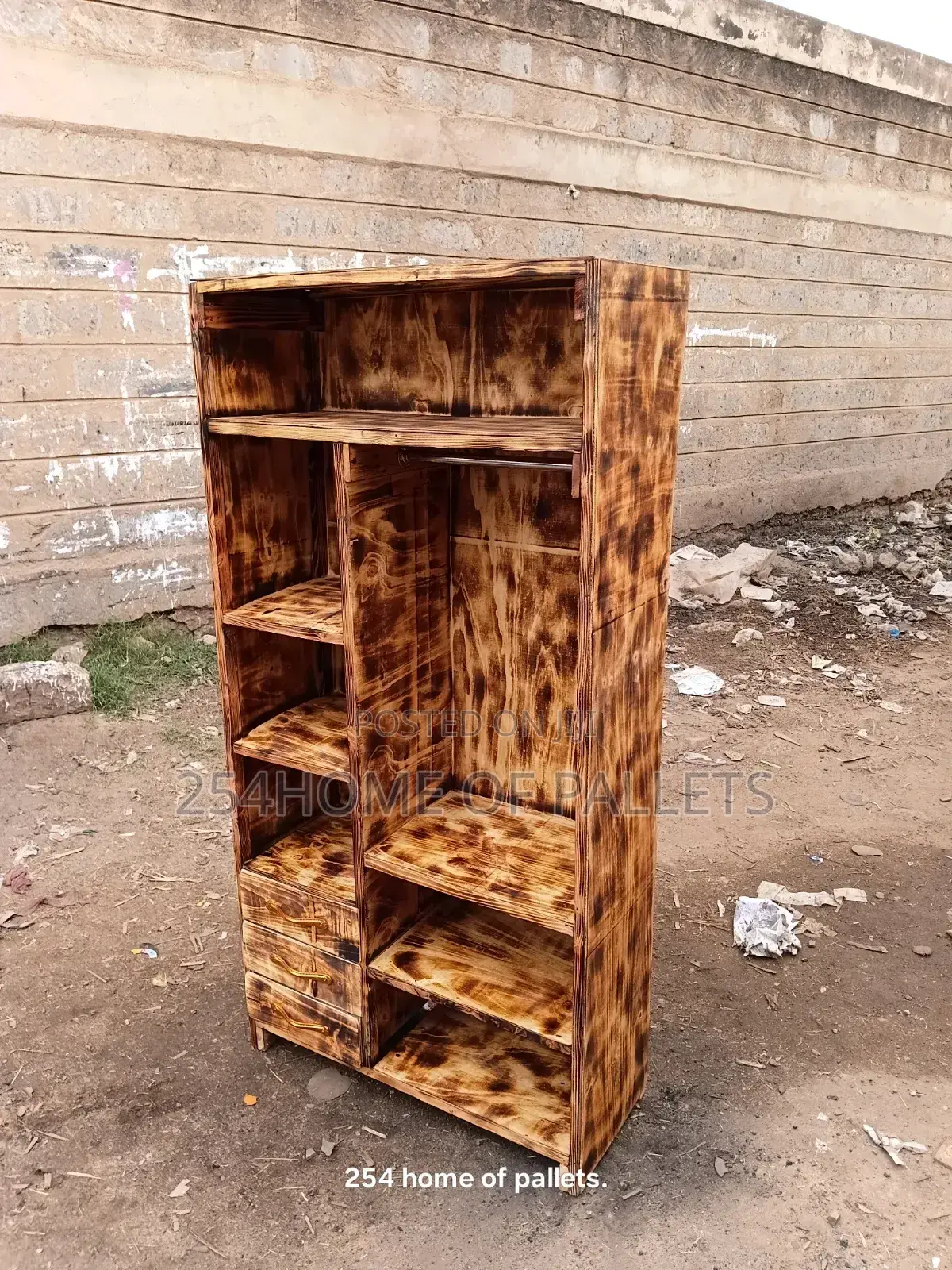 3 by 6 Brown Pallet Wardrobe