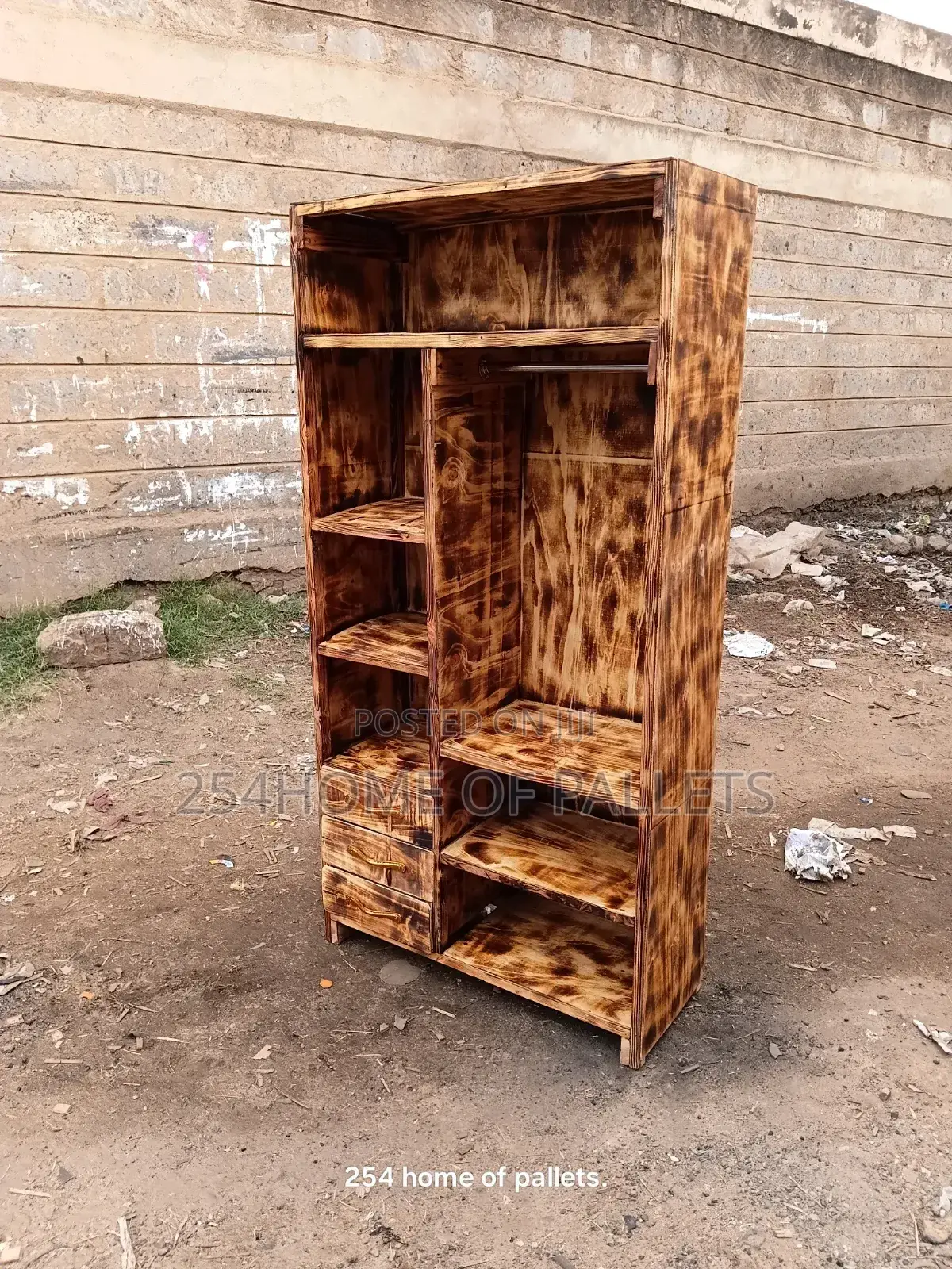 3 by 6 Brown Pallet Wardrobe