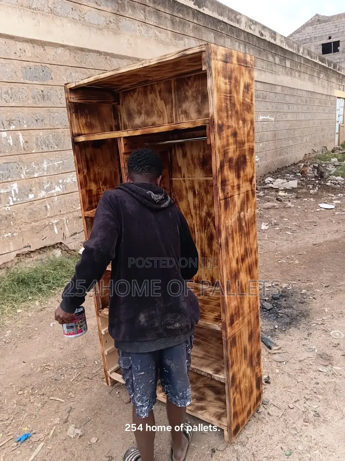 3 by 6 Brown Pallet Wardrobe