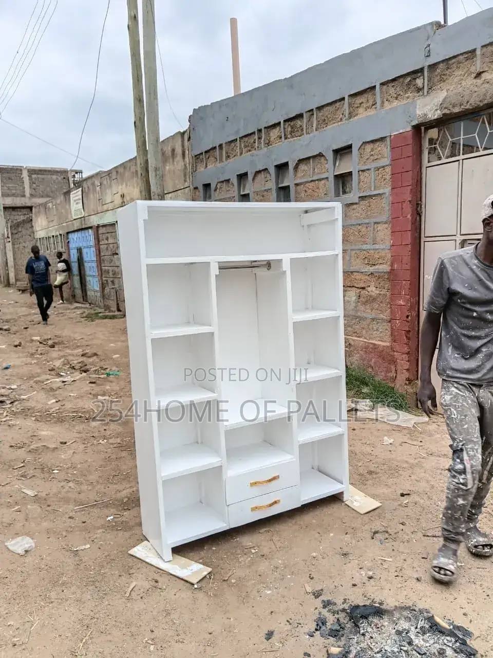 4 by 6 All White Pallet Wardrobe