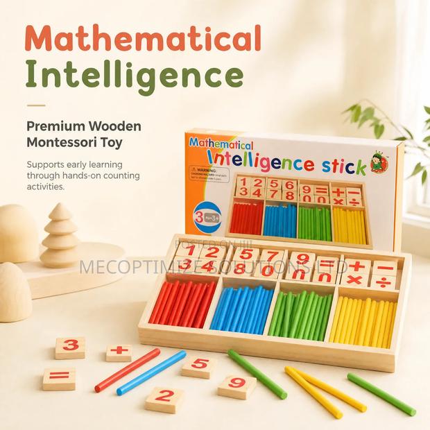Montessori Wooden Math Intelligence Sticks Counting Rods Puzzle Toy