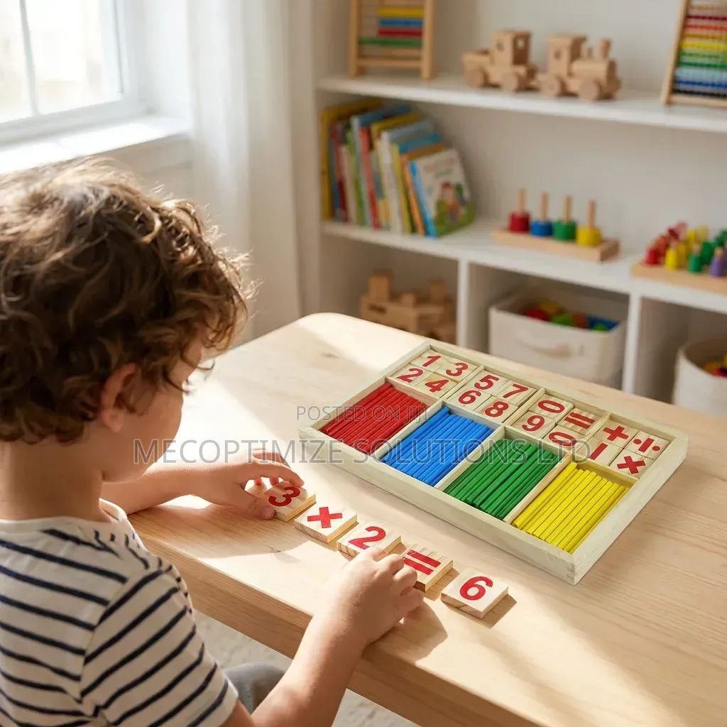 Montessori Wooden Math Intelligence Sticks Counting Rods Puzzle Toy