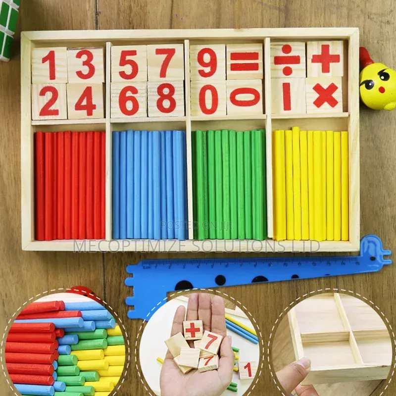 Montessori Wooden Math Intelligence Sticks Counting Rods Puzzle Toy