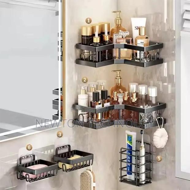💚Multipurpose 5pcs Set Corner Shower Caddy Shelf/ Wall Organizer