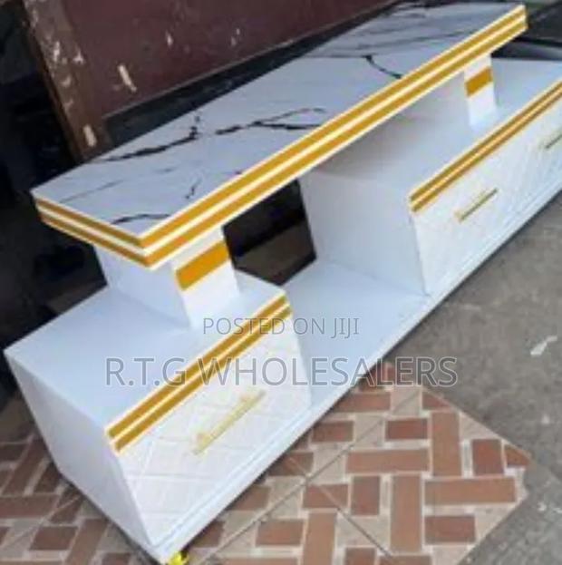Executive TV Stand With Marble Coating and Light @