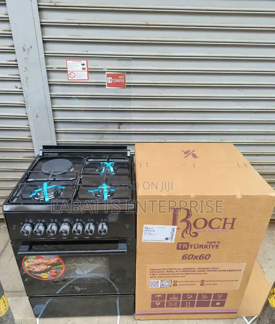 Turkey Roch Black Standing Cooker 60×60 Cm | 3 Gas + 1 Electric