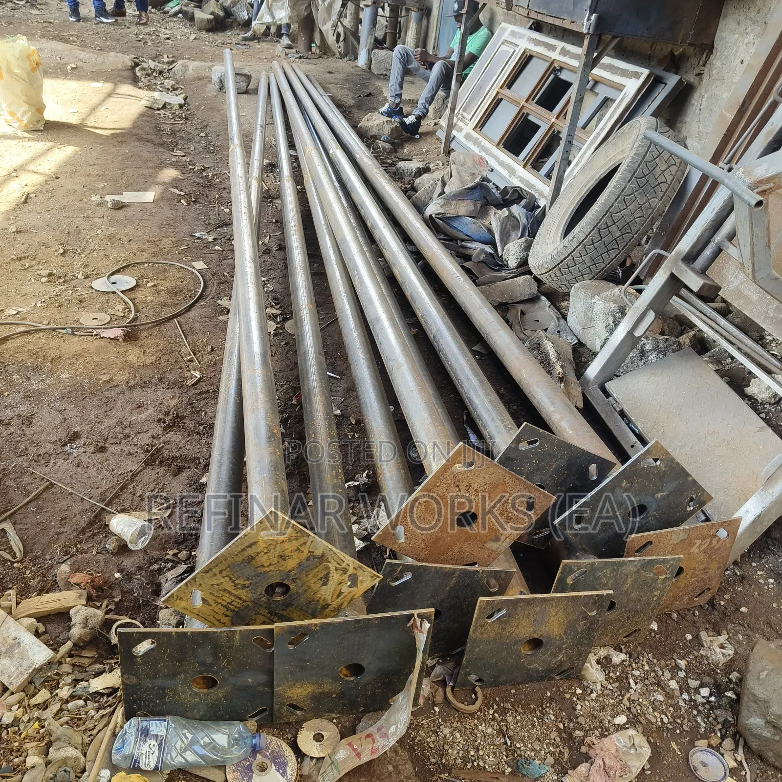 Custom Fabricated Lighting Poles With Anchor Bolts