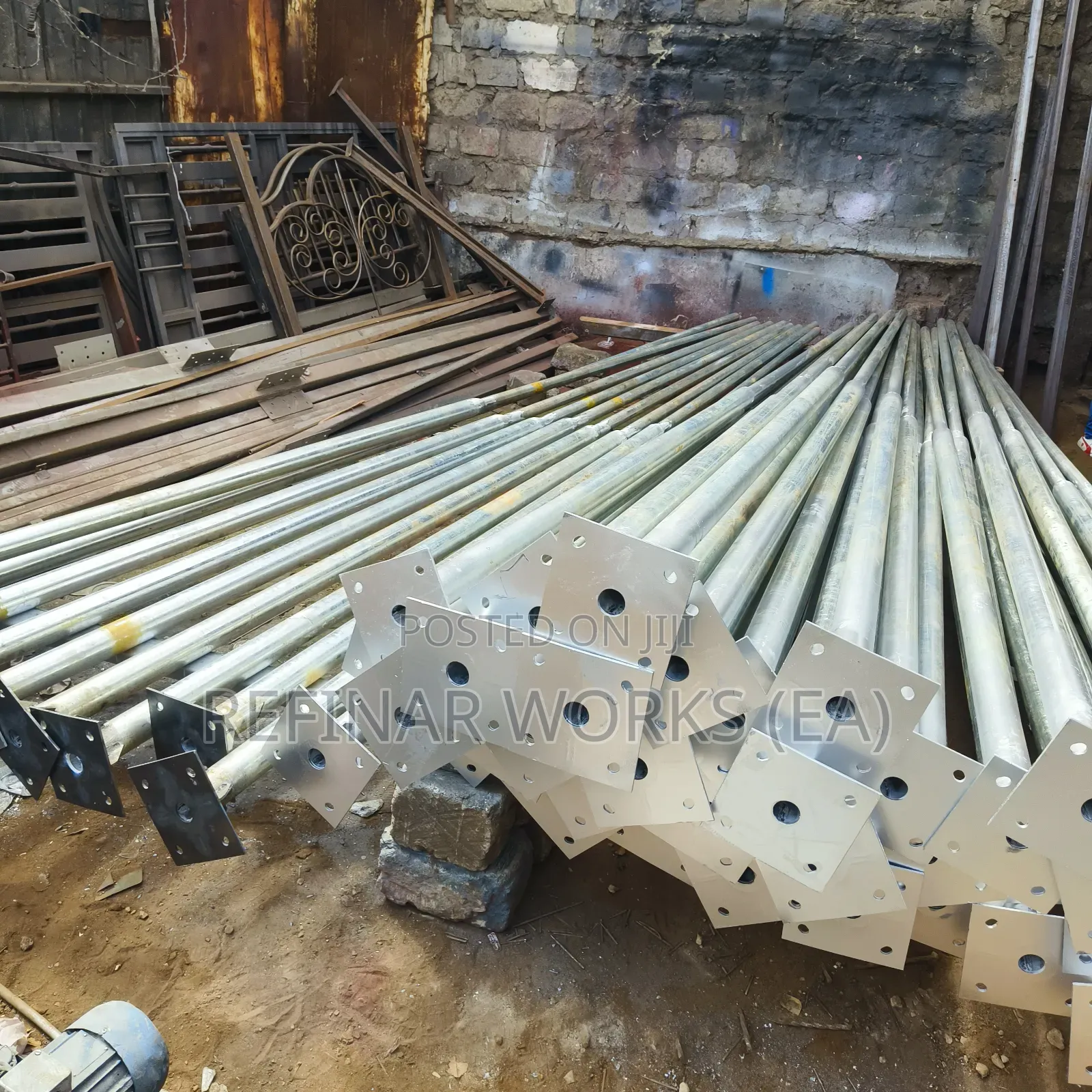 Custom Fabricated Lighting Poles With Anchor Bolts