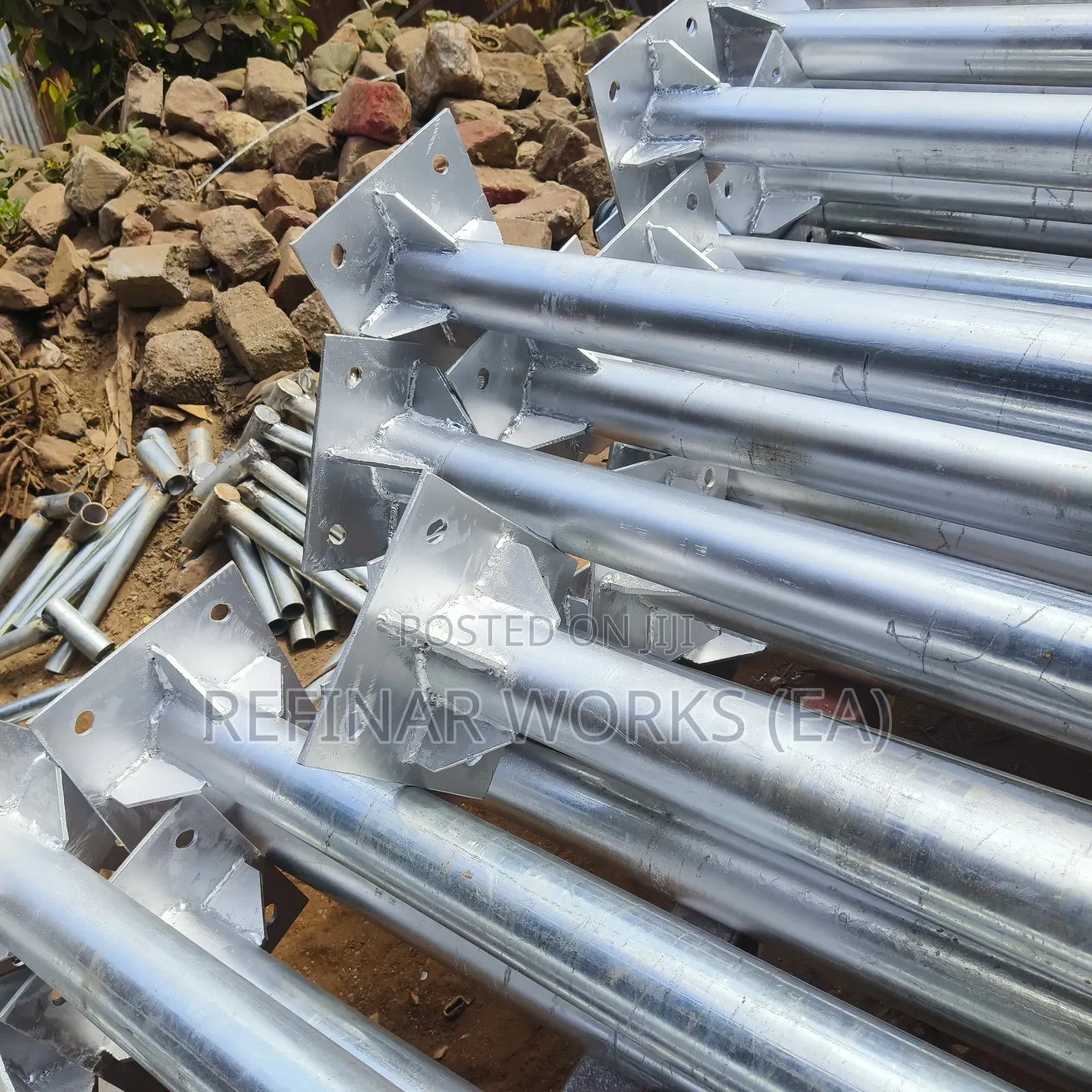 Custom Fabricated Lighting Poles With Anchor Bolts