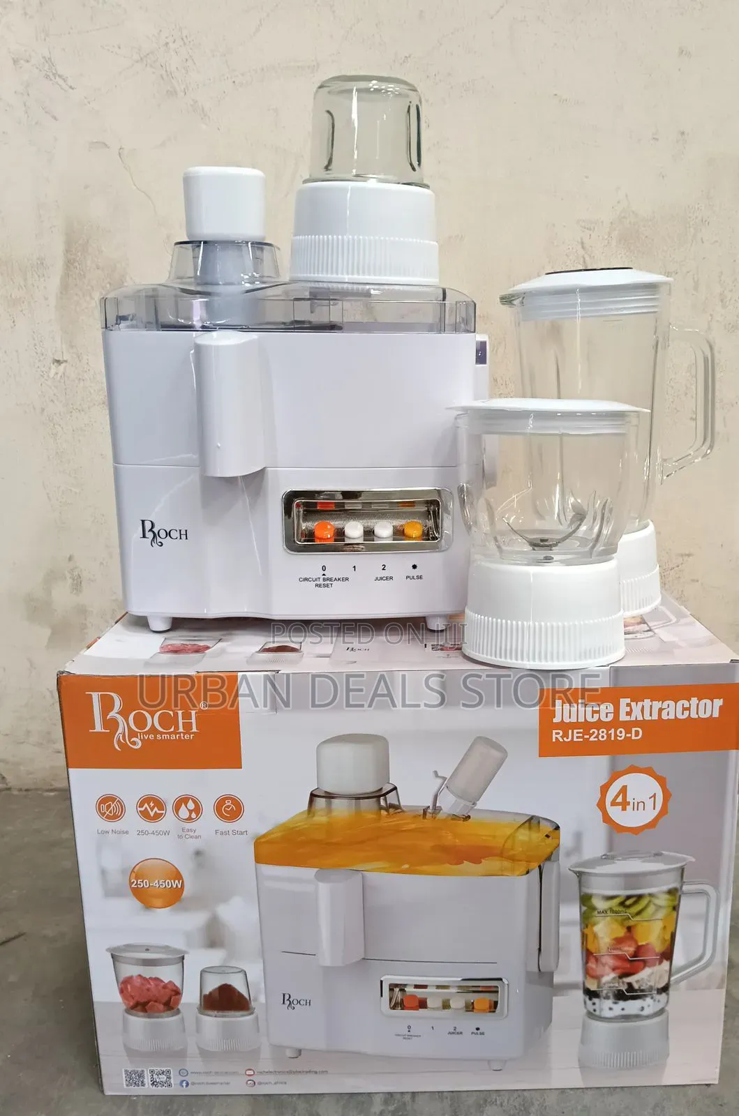 Roch 4-in-1 Juicer, Blender, Grinder & Food Processor
