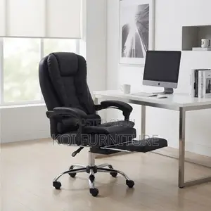 Office Chairs; High Backrest Leather Seat With Foldable Footrest