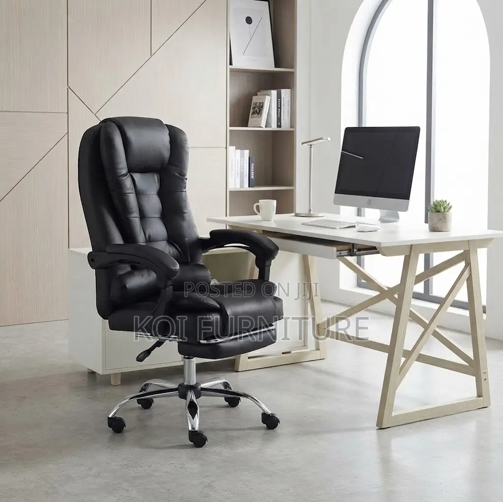 Office Chairs; High Backrest Leather Seat With Foldable Footrest