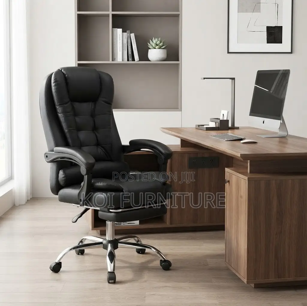 Office Chairs; High Backrest Leather Seat With Foldable Footrest