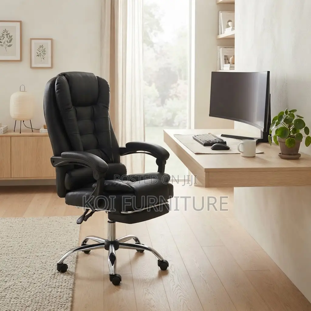 Office Chairs; High Backrest Leather Seat With Foldable Footrest