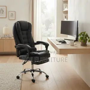Office Chairs; High Backrest Leather Seat With Foldable Footrest