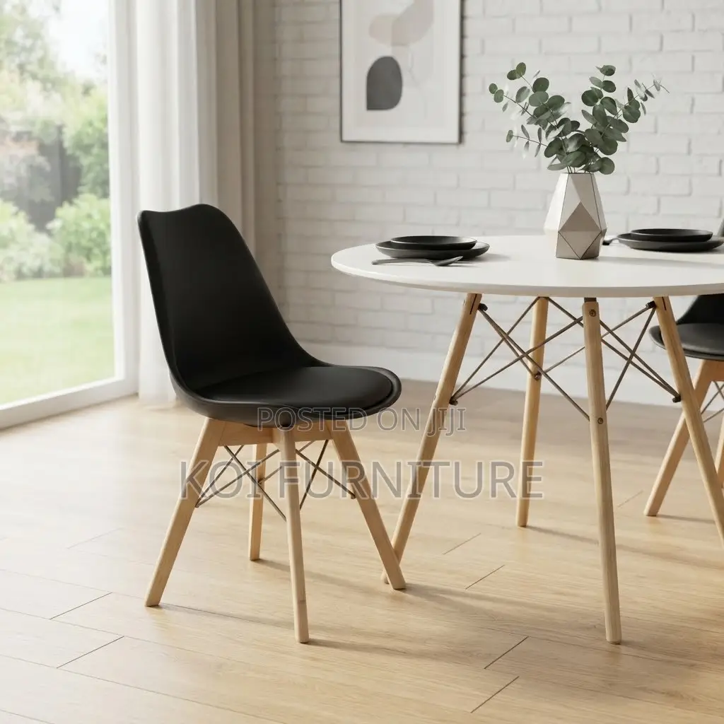 Home Chairs; Mid Backrest Eames Black Dining Chairs