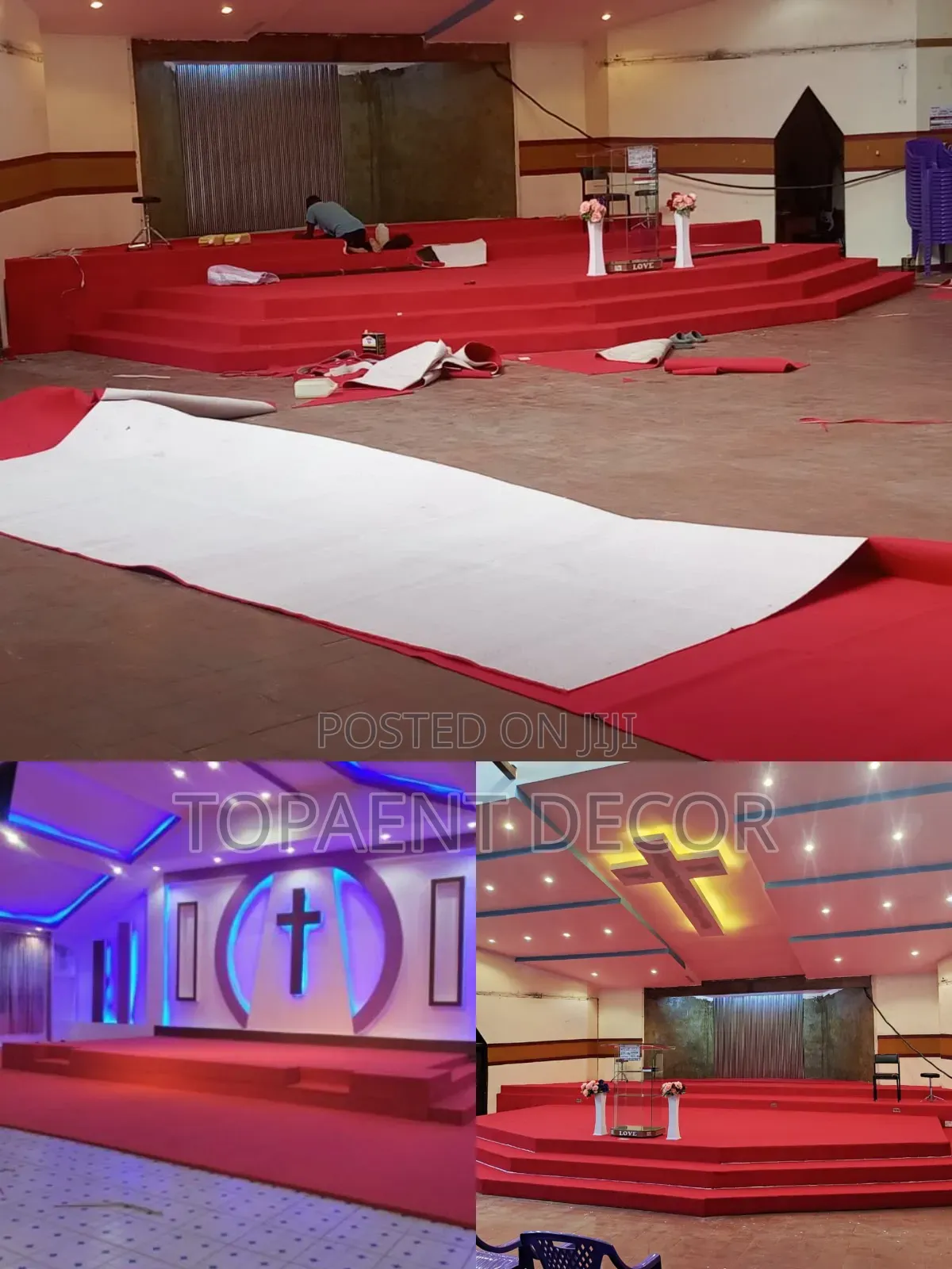 RED Church Carpets Wall to Wall Flooring Installation for Altars