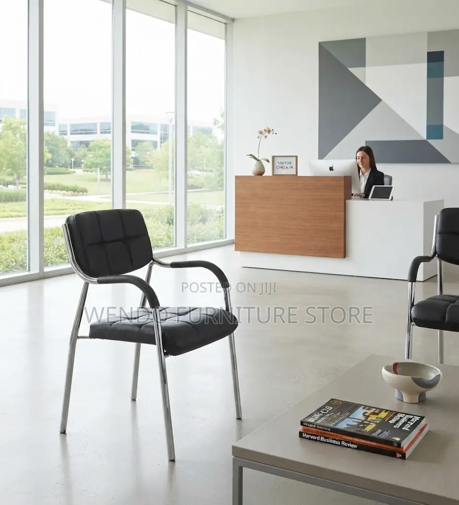 Office Chairs; Leather Reception Padded Arms Chairs