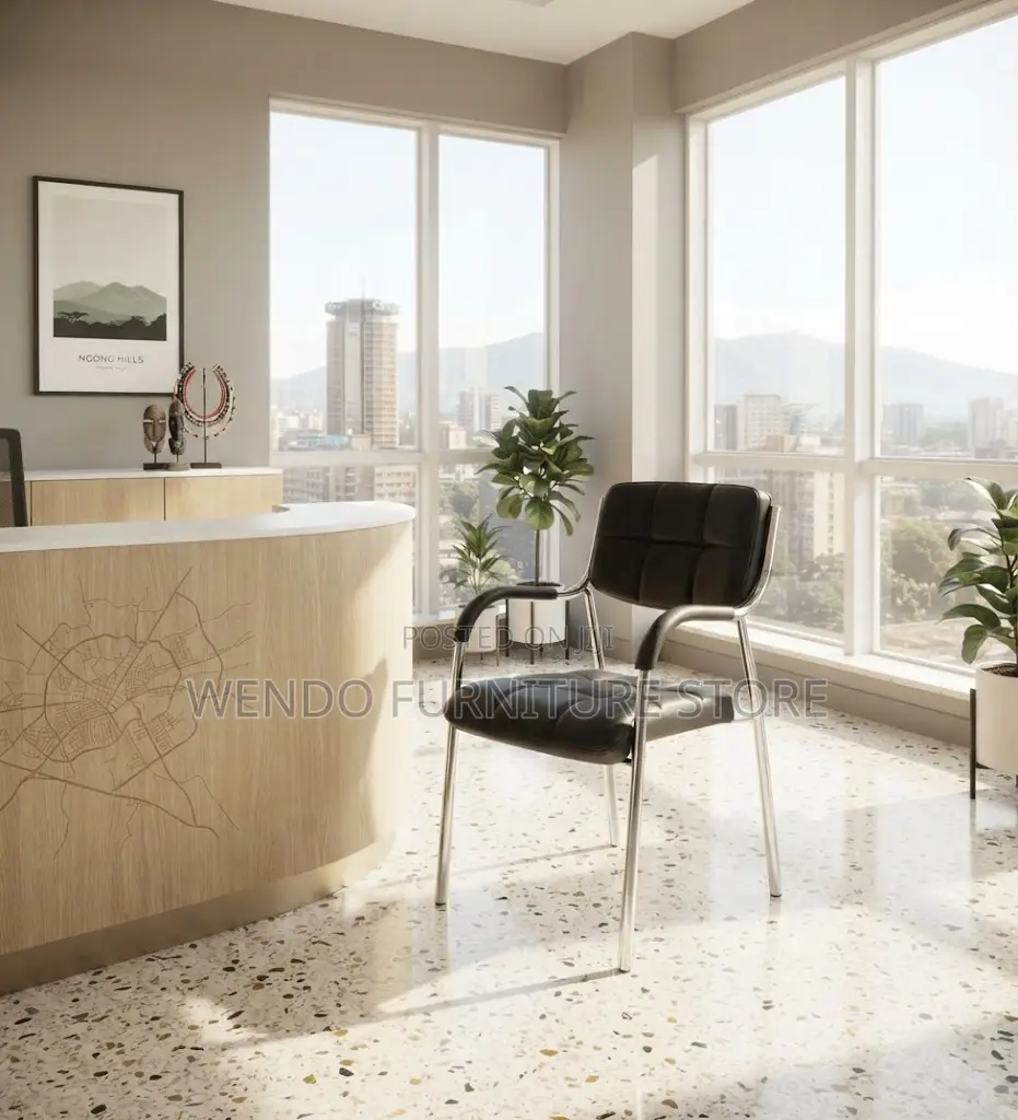 Office Chairs; Leather Reception Padded Arms Chairs