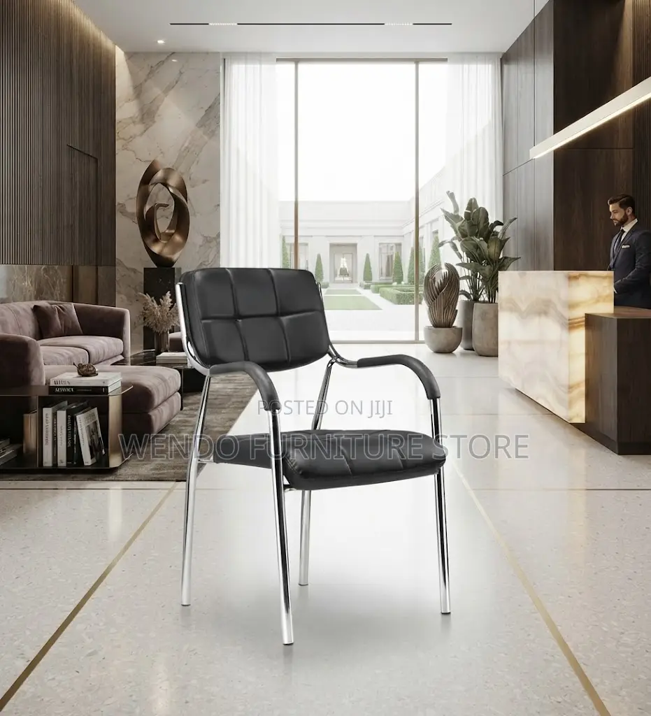 Office Chairs; Leather Reception Padded Arms Chairs
