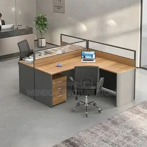 Office Workstation; Two Users Curved Modern Office Workstation Desk