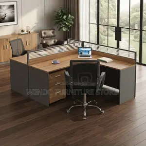 Office Workstation; Two Users Curved Modern Office Workstation Desk