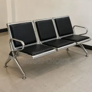 Heavy Duty 3 Seater Waiting Bench – Black Leather & Chrome Frame