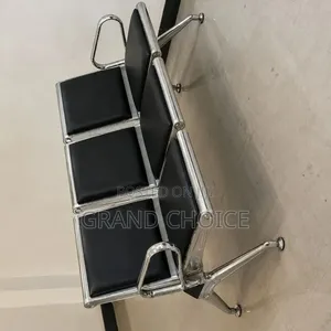 Heavy Duty 3 Seater Waiting Bench – Black Leather & Chrome Frame