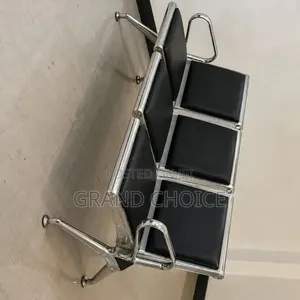 Heavy Duty 3 Seater Waiting Bench – Black Leather & Chrome Frame