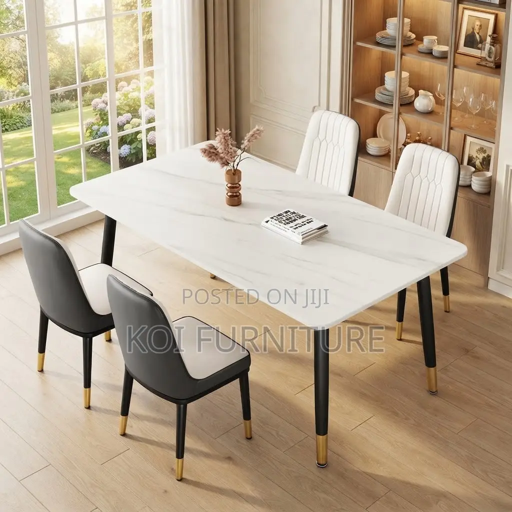 Dining Seat; Four Seaters Home Dining Set With Marble Table