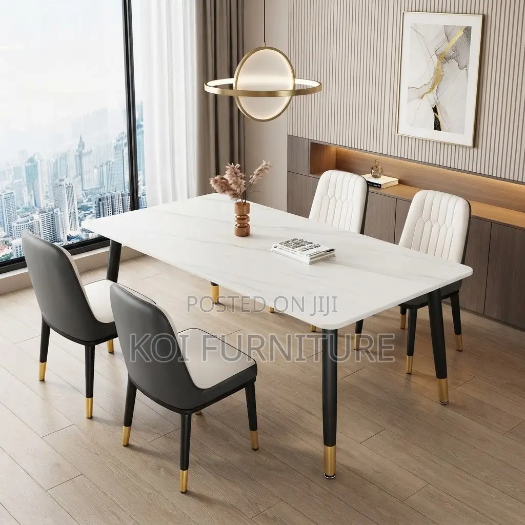 Dining Seat; Four Seaters Home Dining Set With Marble Table