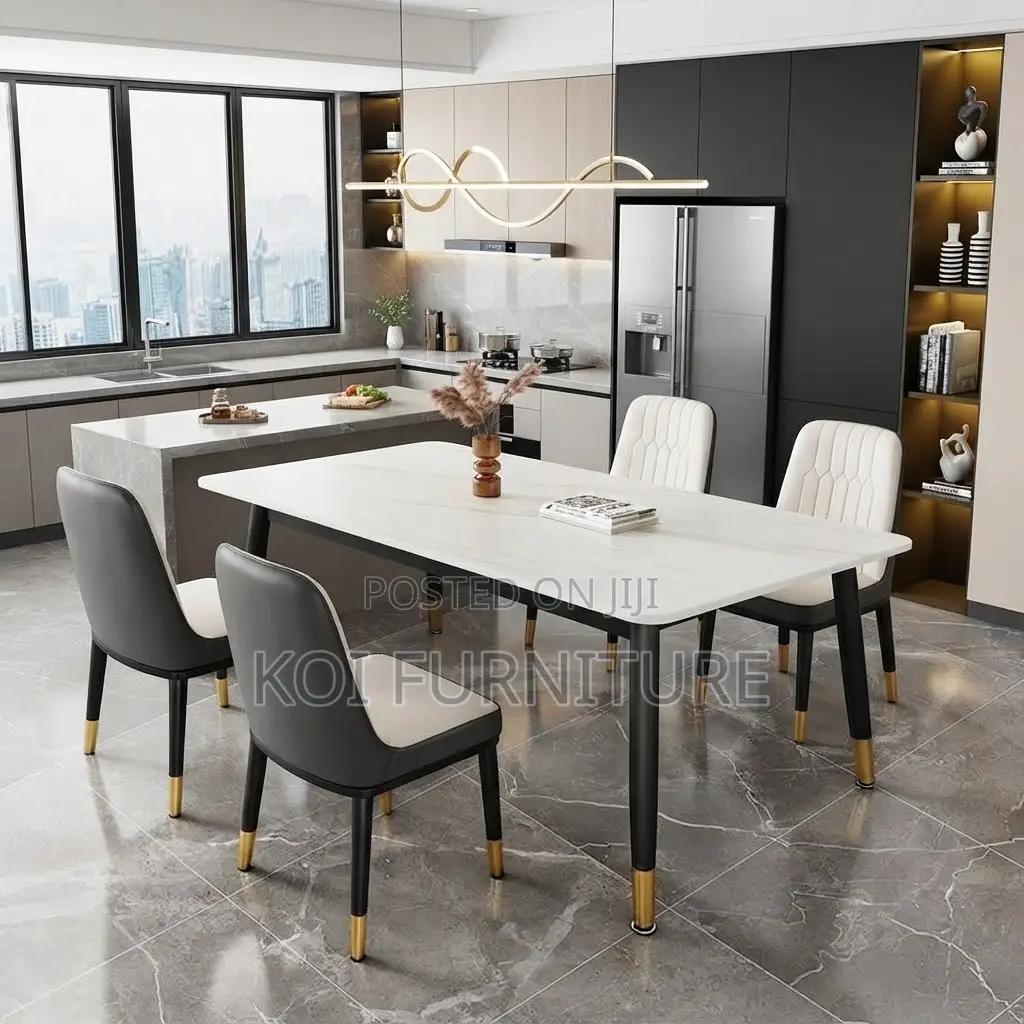 Dining Seat; Four Seaters Home Dining Set With Marble Table