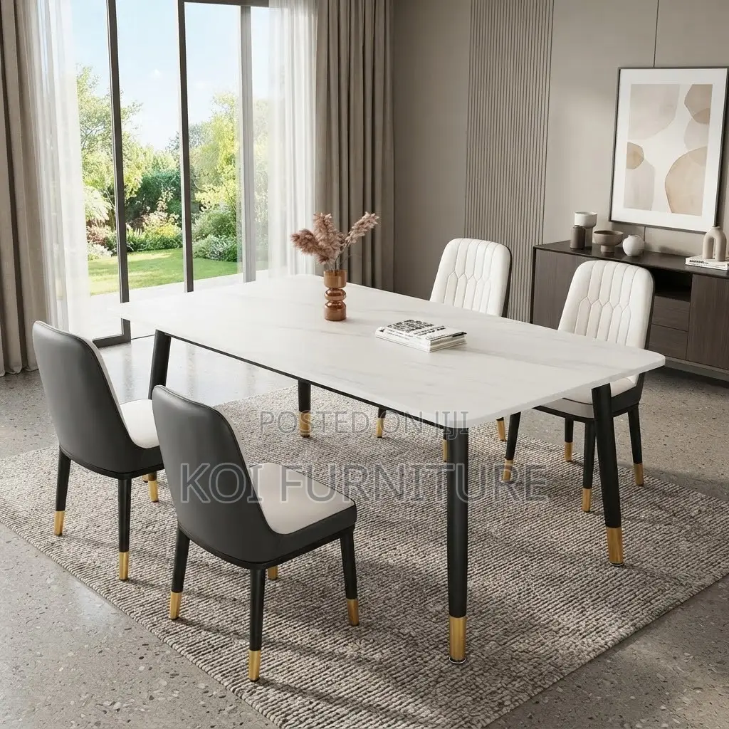 Dining Seat; Four Seaters Home Dining Set With Marble Table