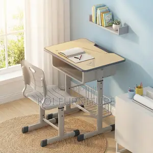 Home Desks; Kids Brown Height Adjustable Desk Chair Set