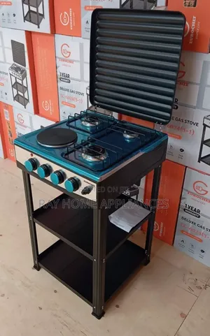 3 Gas +1 Electric Standing Cooker With Shelves