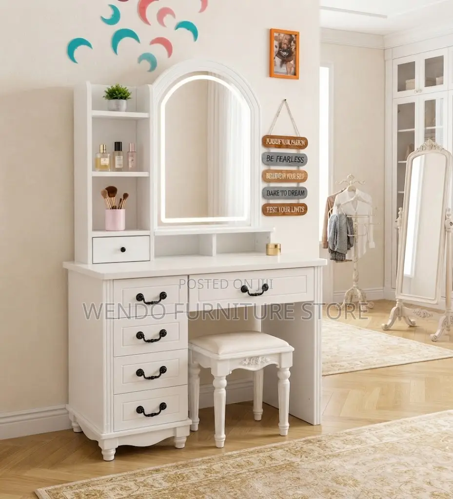 Dressers; Dressing Room Classical White Vanity Table Set