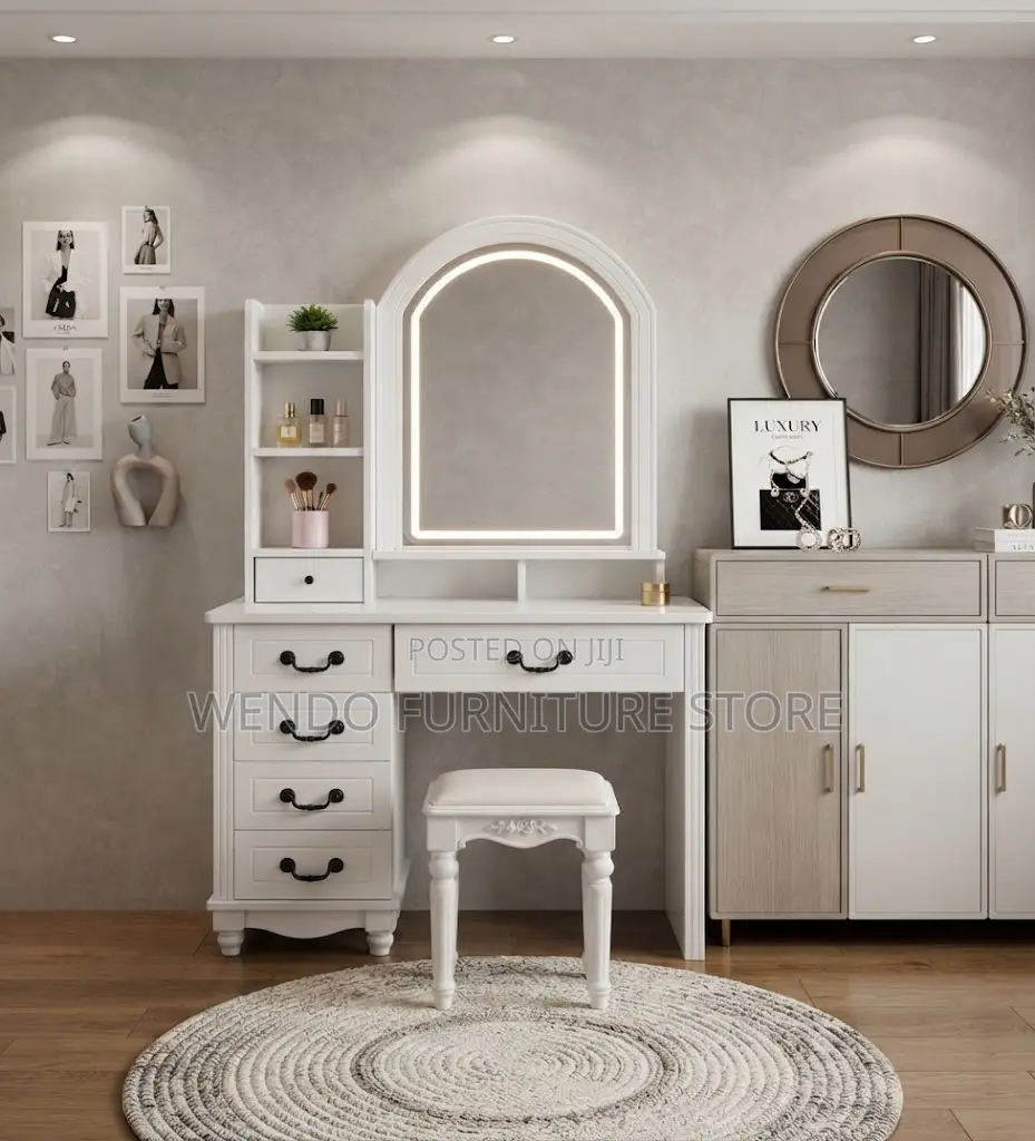 Dressers; Dressing Room Classical White Vanity Table Set