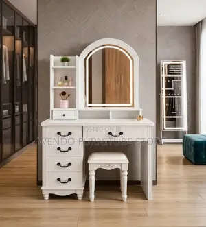 Dressers; Dressing Room Classical White Vanity Table Set