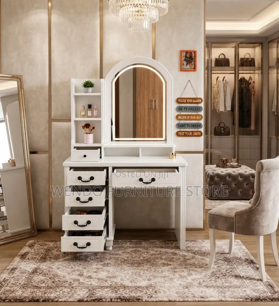 Dressers; Dressing Room Classical White Vanity Table Set