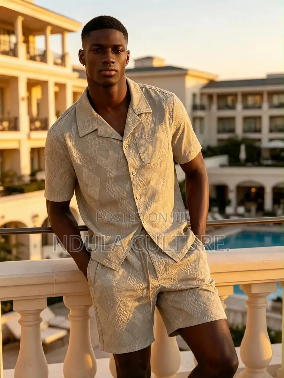 Men Vacation Two Piece Set Shirt and Short
