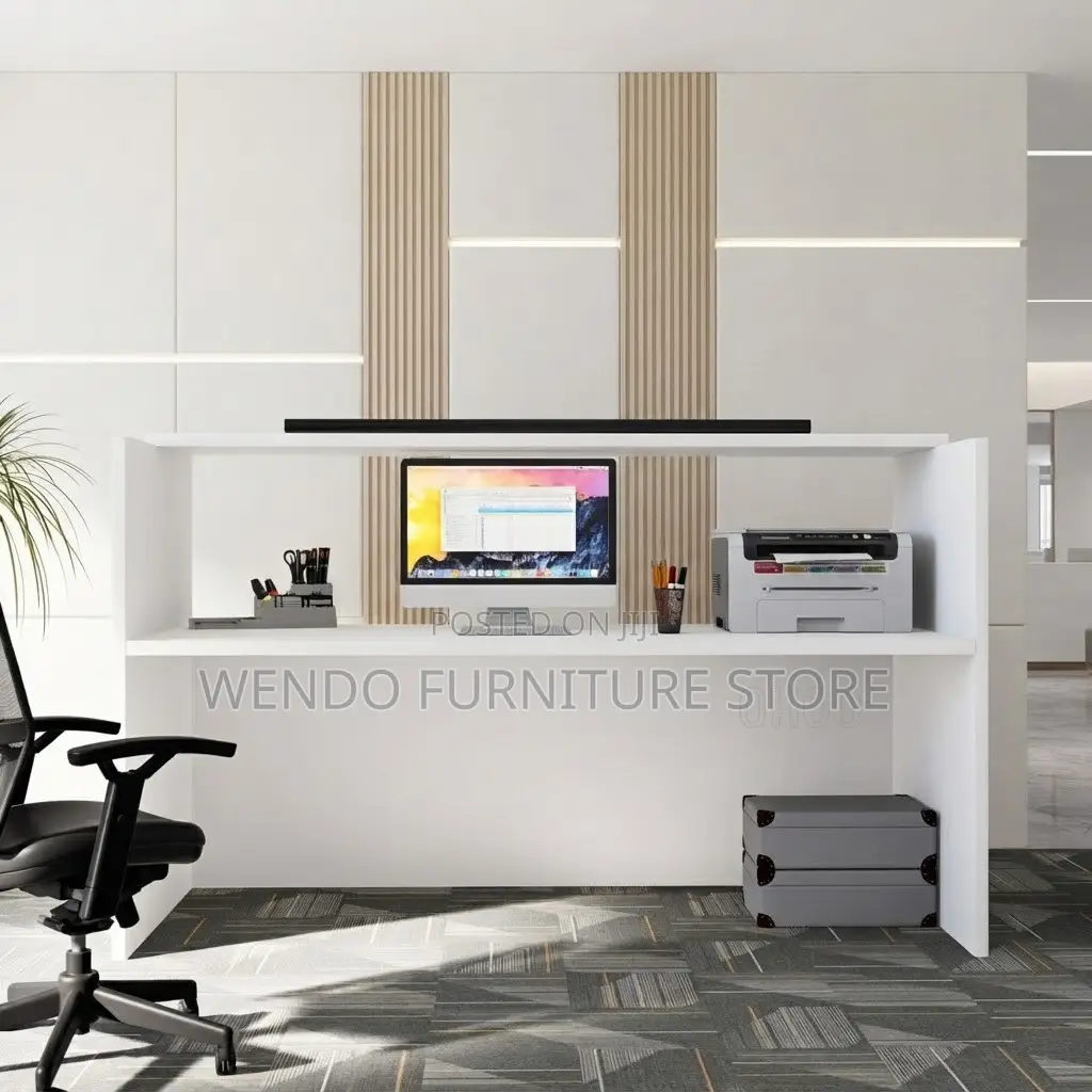 Reception Desk; 1800mm Long White Receptionist Desk